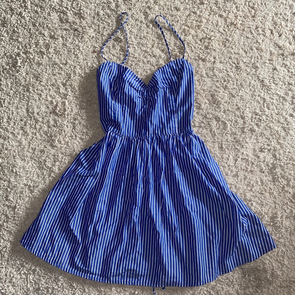 Blue and White Striped Dress Size Small Spaghetti